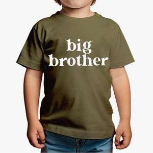 Big Brother Kids T-Shirt in Olive Green, Size 4-5(110)